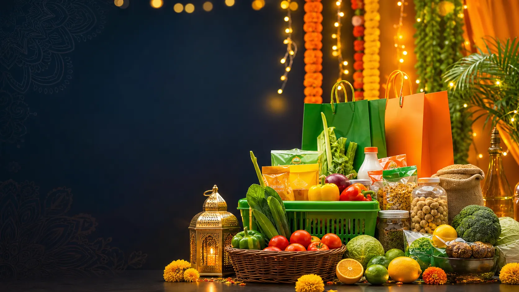 Festival grocery and daily essentials offer background